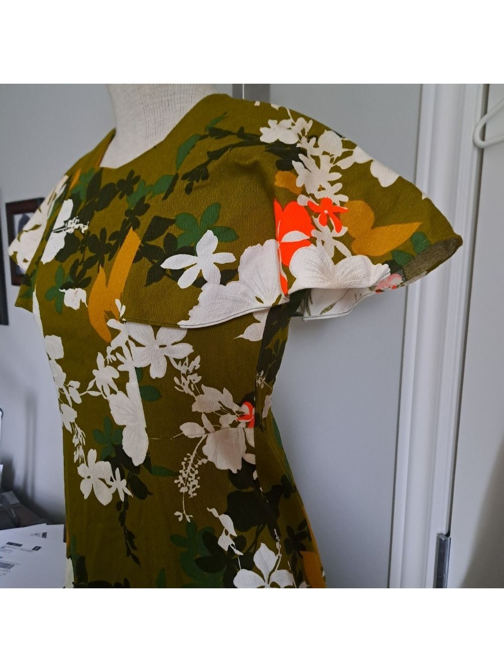 VTG HUKILAU Fashions Hawaiian maxi Dess Cotton Floral Short flutter Sleeves S-M - Picture 6 of 10